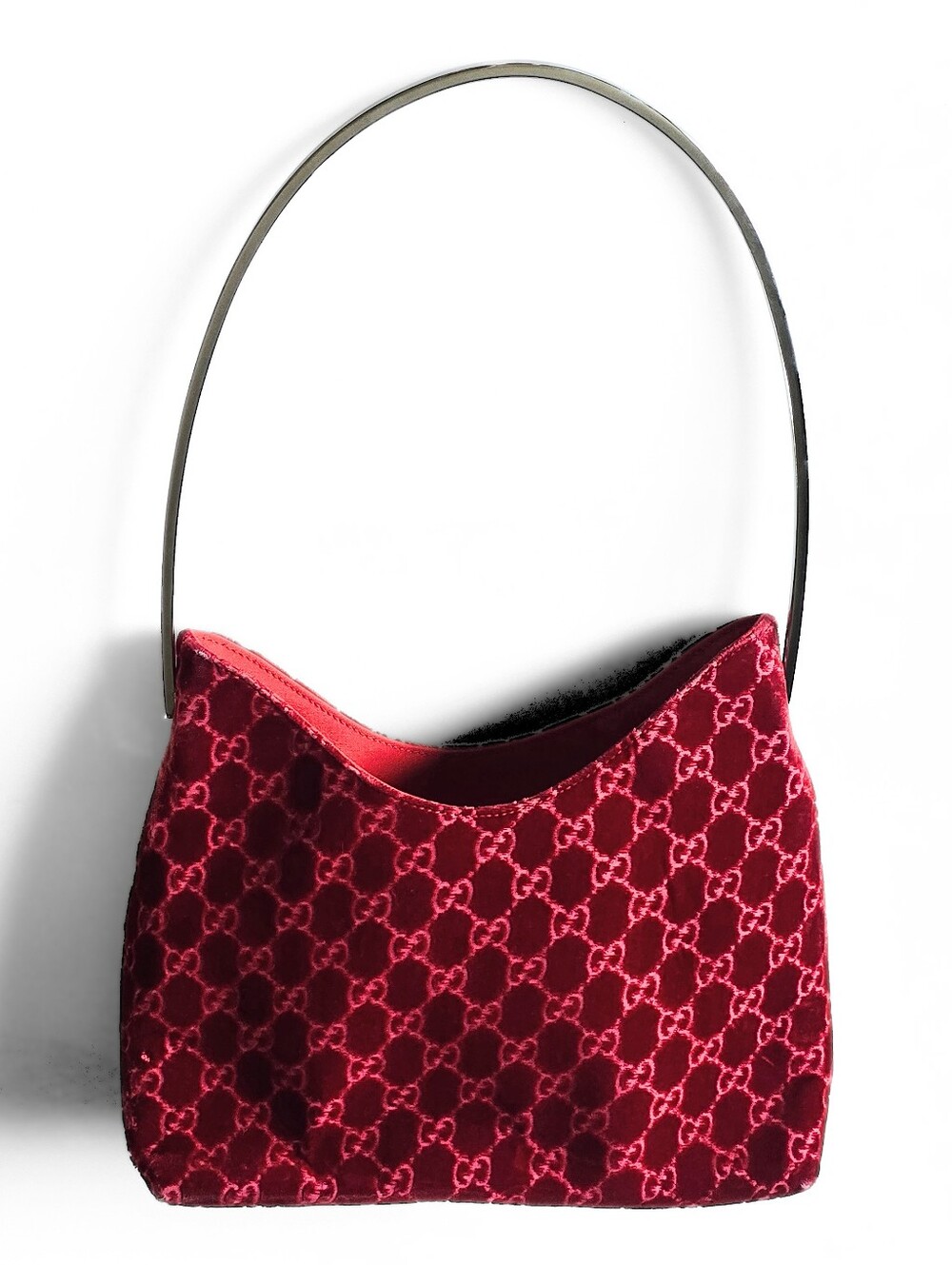 **SOLD*Gucci by Tom Ford 1997 Red Velvet GG Monogram Chrome Handle ASO The Nanny - Picture 2 of 16